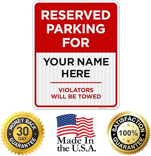 Miniatura 56 de Letrero personalizado de Reserved Parking All Violators Will Be Towed, 12 x 18 pulgadas, libre de óxido, aluminio 063, resistente a la decoloración