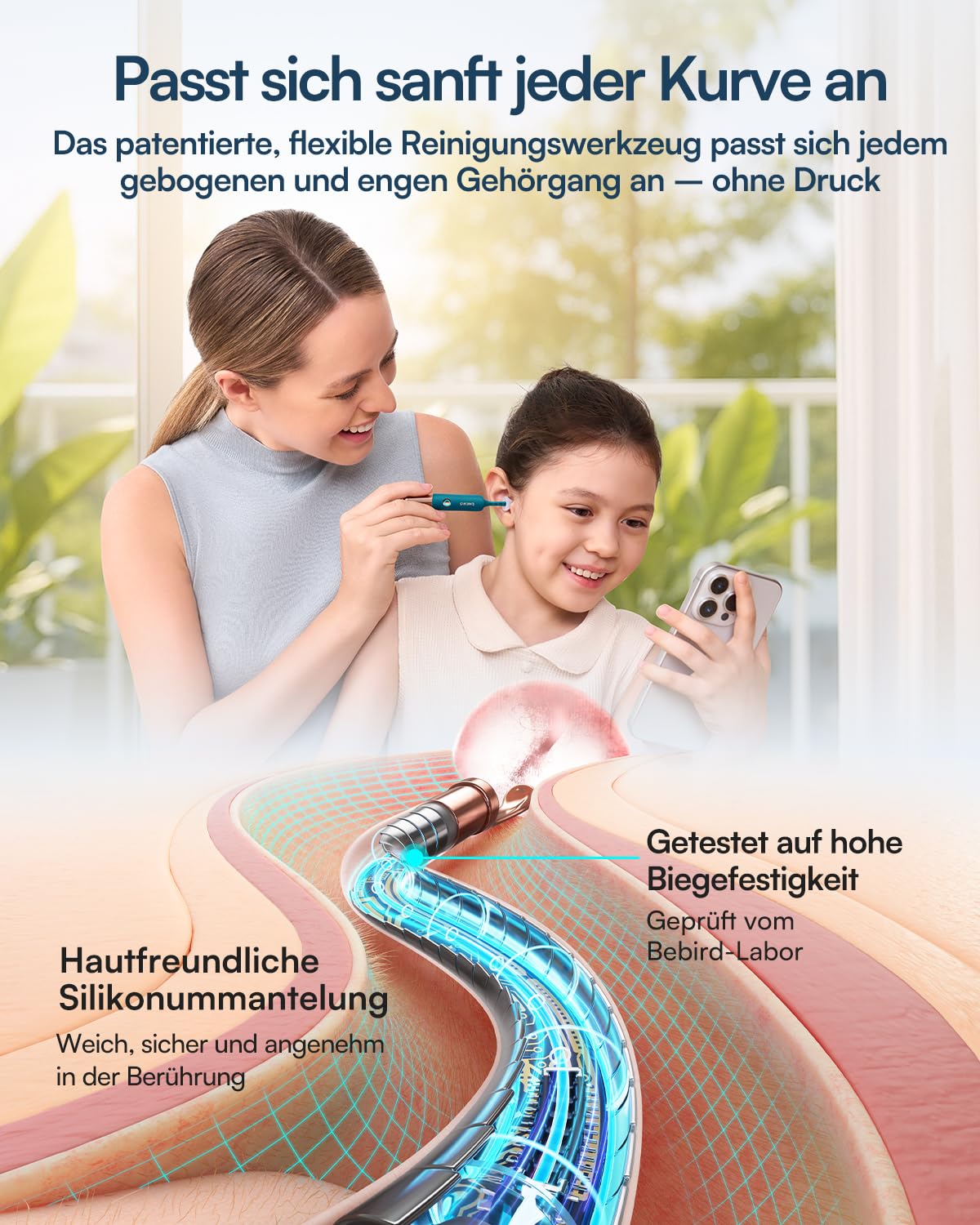 BEBIRD EarSight Ultra 5G Ohrenreiniger & Pflegegerät mit flexibler Otoskop-Kamera, Ohrenschmalz Entferner Set 30+Zubehör, HNO-sicher für Heimanwendung