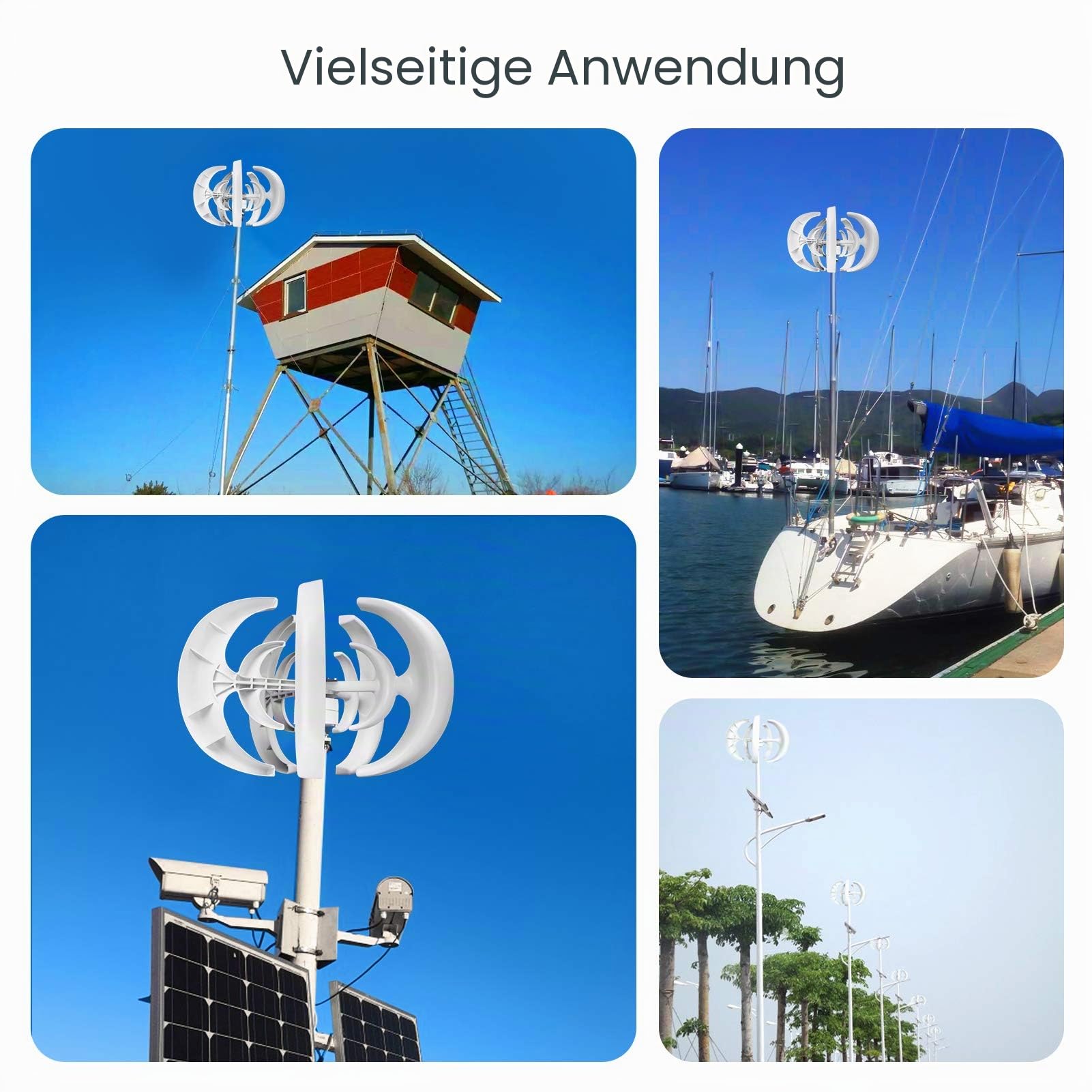 ACAGALA 12V 200W Windgenerator mit Laderegler 5 Blätter Minitype Laterne Windturbinengenerator Kit Clear Energy Windmühle für Home Highways Boote