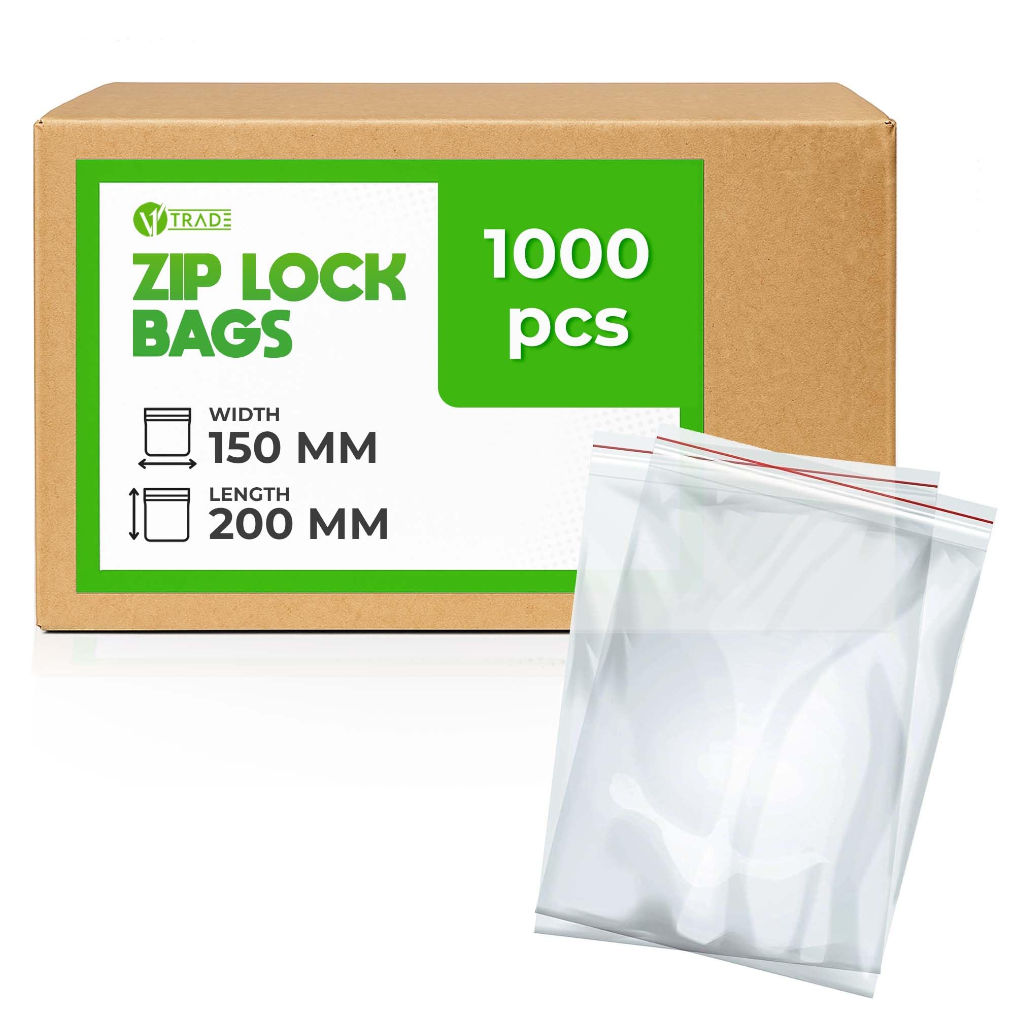 V1 TRADE Sachets Plastiques Transparent Zip 1000 Pièces 150x200mm – Pochon Refermable Résistant – Sachet Plastique Refermable Pour Aliments, Bricolage, Accessoires