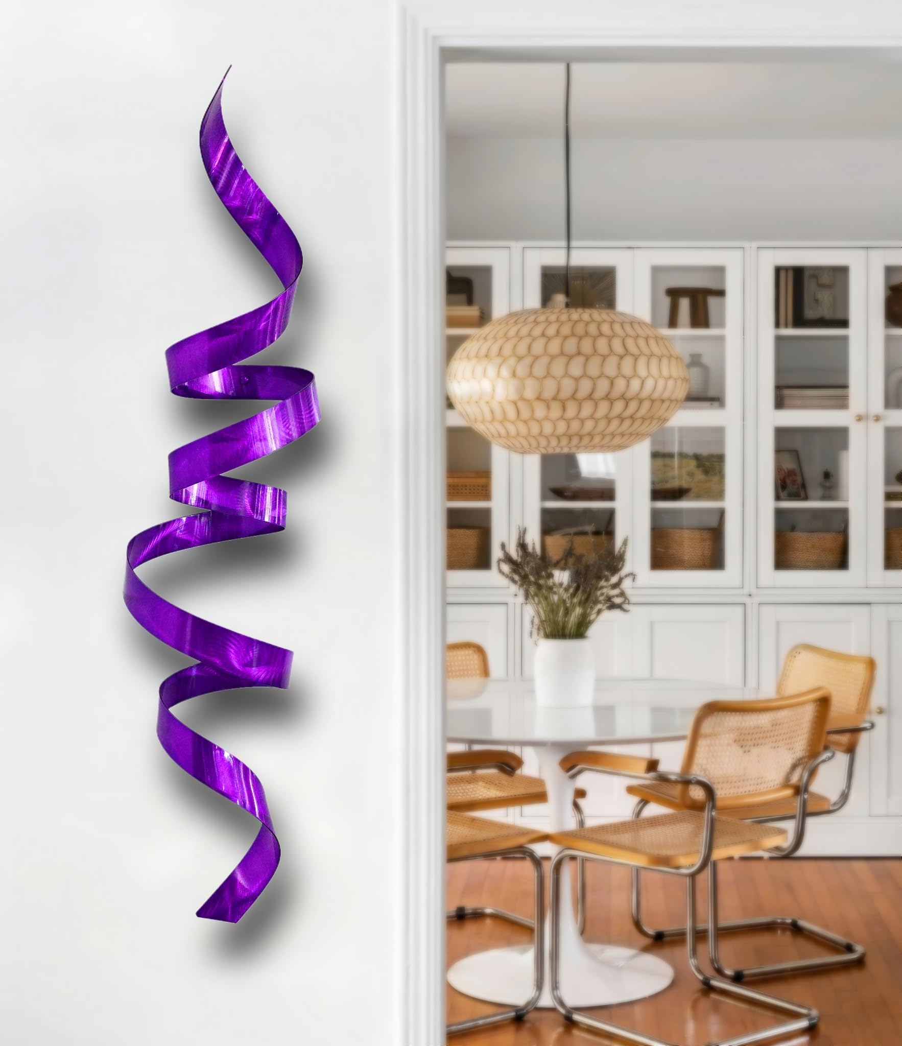Statements2000 Purple Wall Twist Abstract Metal Wall Art - Modern Luxury Metal Wall Decor for Bedroom, Living Room, Office - Contemporary Wall Sculpture by Jon Allen 44 x 10 x 10 Inches