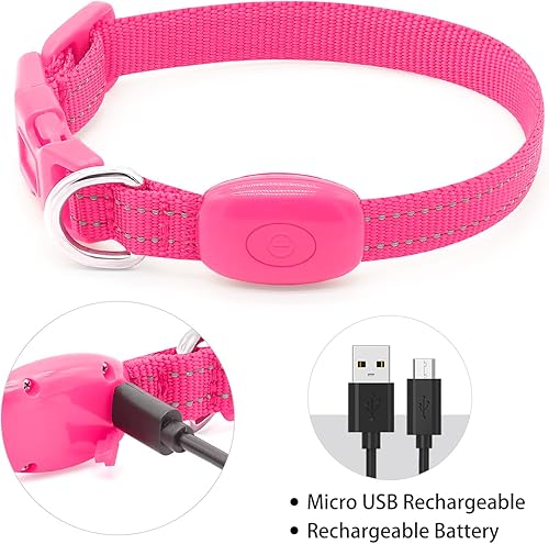 Miniatura 4 de Vizpet Collar LED para perro gato recargable por USB y tamaño XS ajustable, collar de nailon brillante para mascotas de seguridad para gatos y