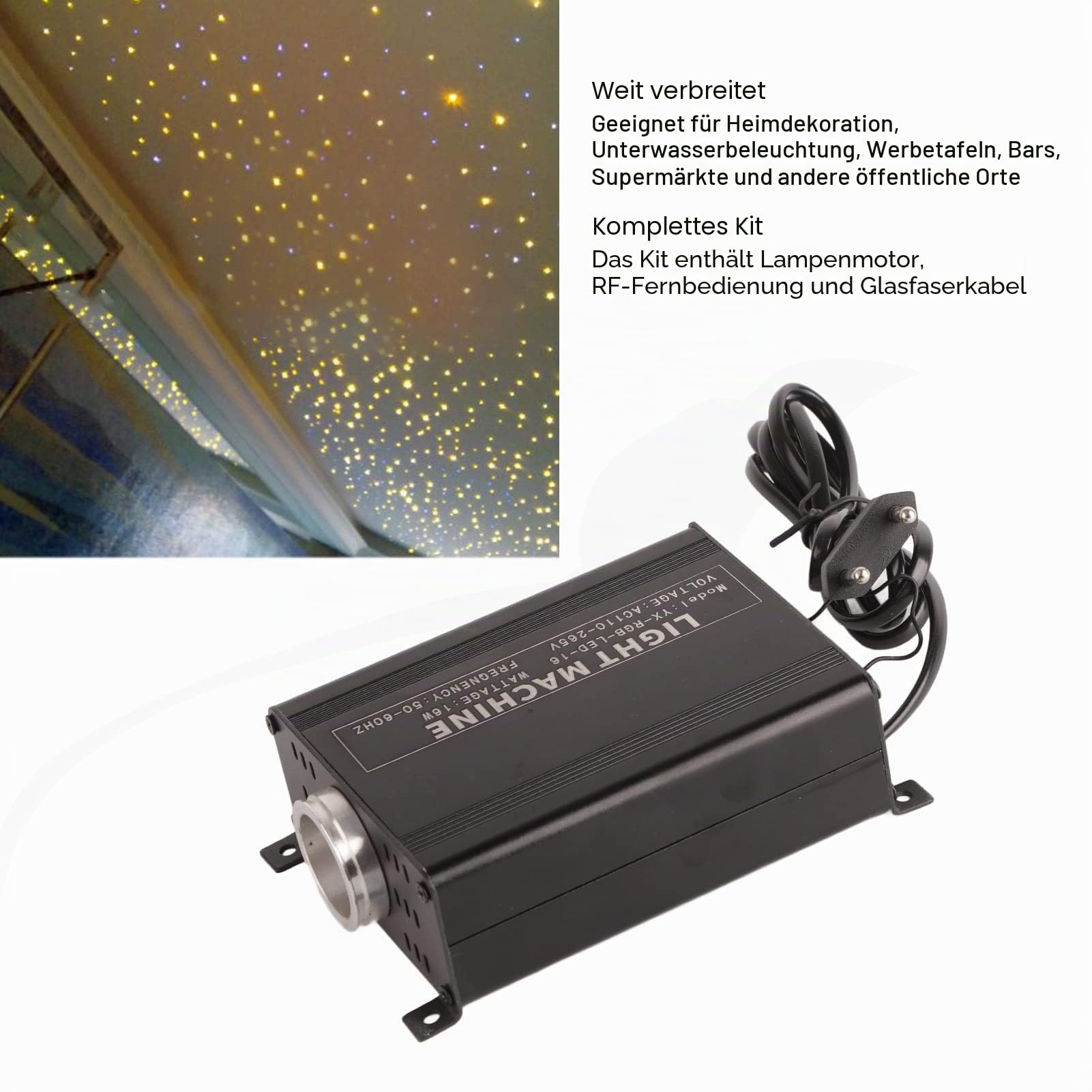 ciciglow Faseroptische Lichter, Mehrere Modi Faseroptische Sensorische Lichter Kit Unterstützung RGBW Lampenwechsel Faseroptische Deckenleuchten 2m/6.6ft