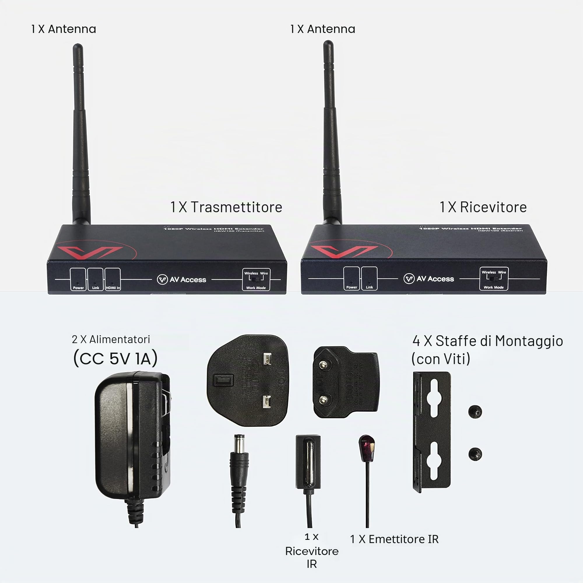 Trasmettitore e Ricevitore HDMI Wireless, 1080P@60Hz, Portata fino a 200m/656 piedi, Ritorno IR, Estensore HDMI Wireless con Loop-Out, Corrispondenza Automatica, 120m/394 piedi Tramite Cavo Ethernet