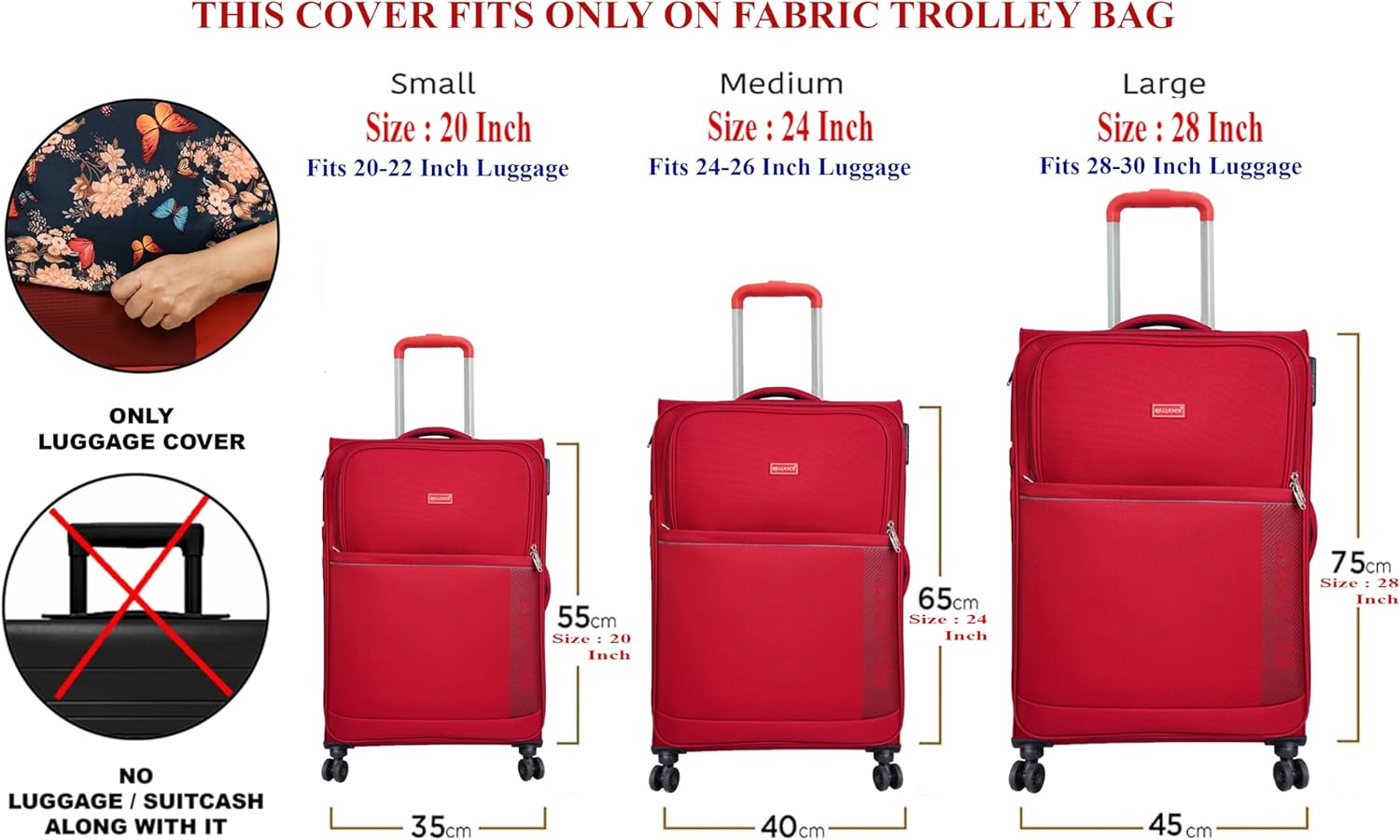 Polyester Geometric Print Protective Soft Luggage Trolley Bag Cover (Fitts Only On Fabric/Soft Trolley Bag), Multicolor, 20 Inch (55 CM) Trolley Bag Cover, Travel Accessories