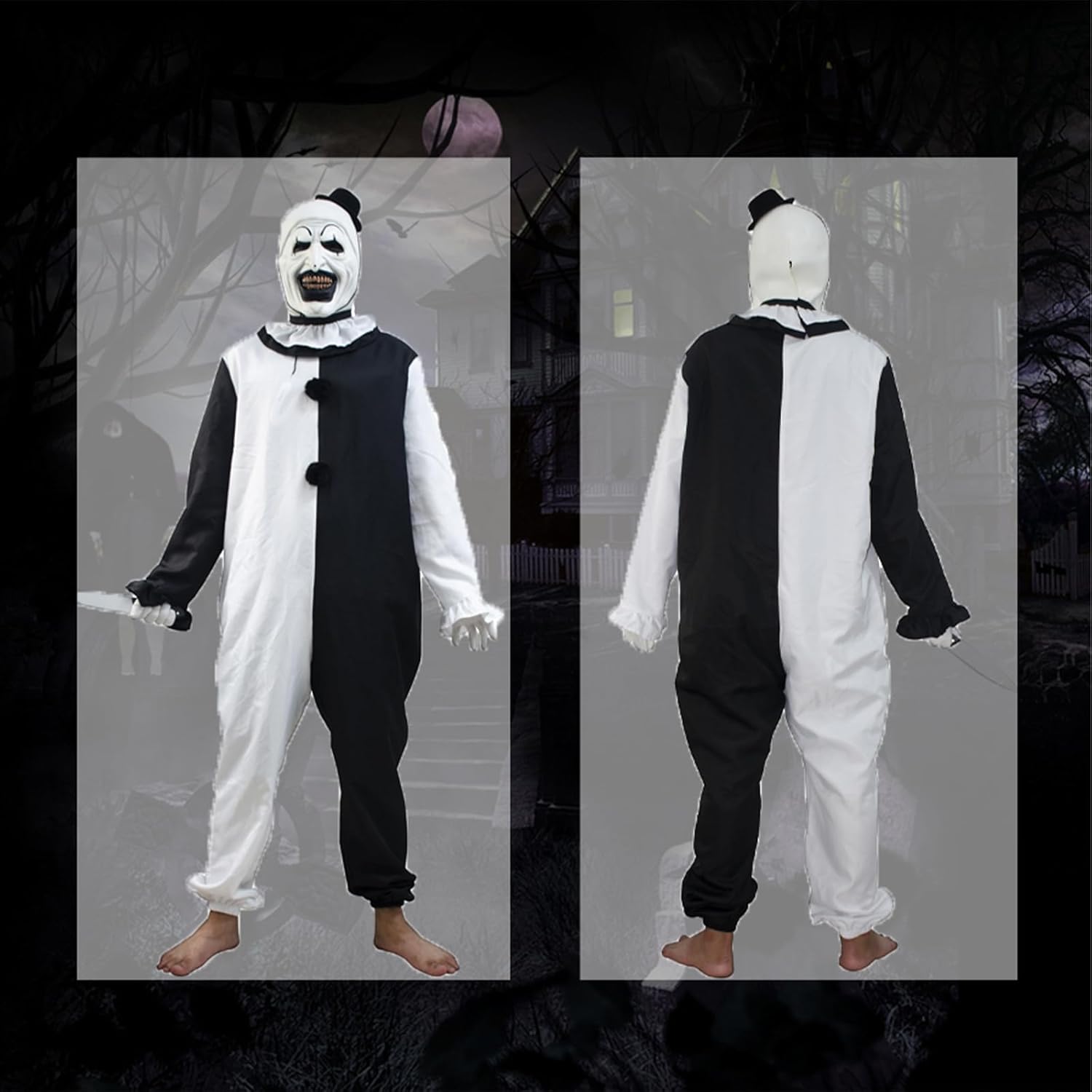 Killer Clowns Cosplay Costume for Horror Movies Scene-Stealer Skin-Tight Halloween Outfit - Image 3