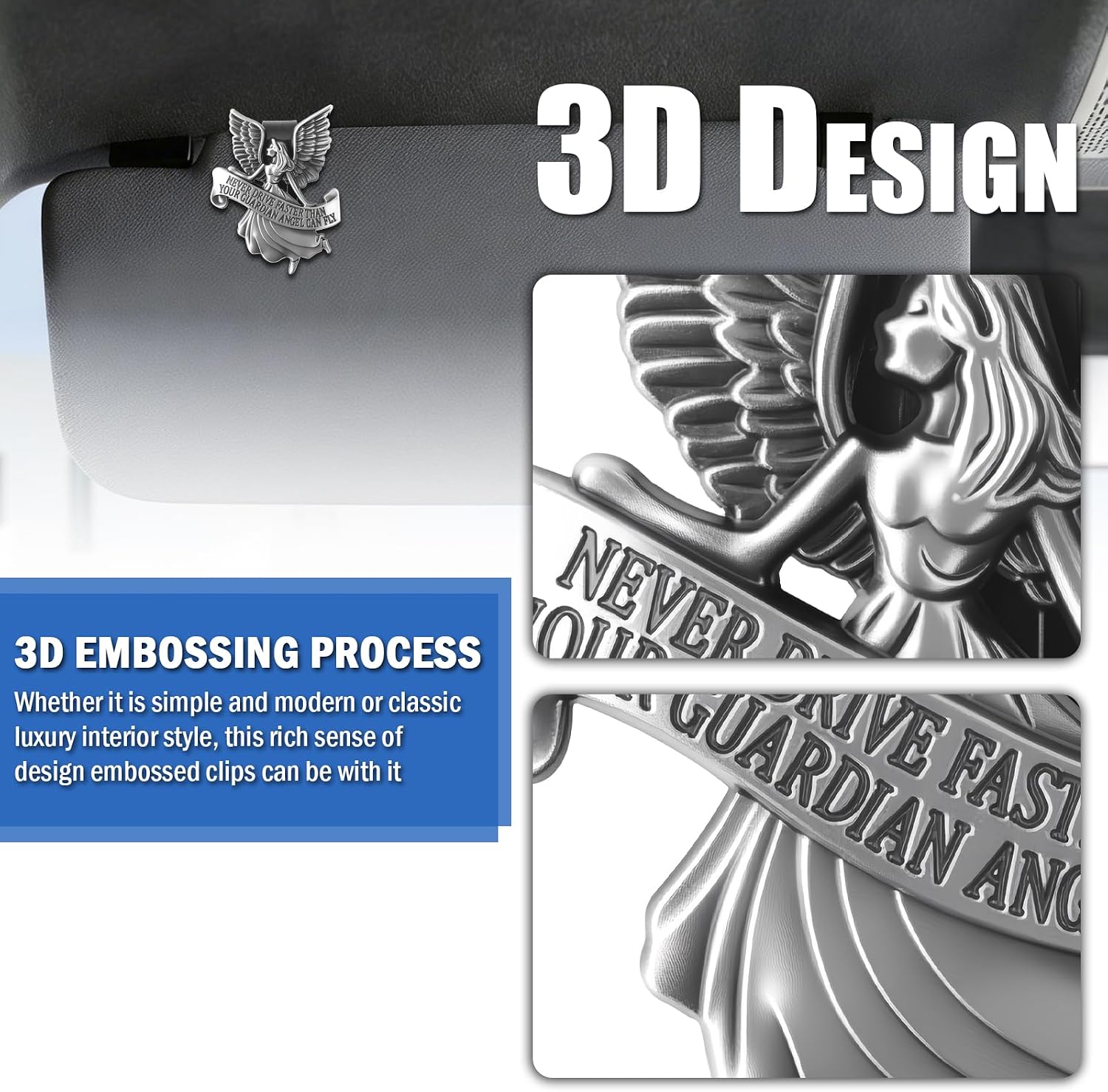 Guardian Angel Visor Clip Bless Driving Safety, 3D Exquisite Metal image 5