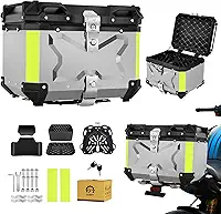 Baú para Moto de Alumínio 45L- Bauleto 45 Litros Impermeável Trava Dupla Antirroubo, Bau Moto Traseiro Modelo Universal de Alto Volume, Prata