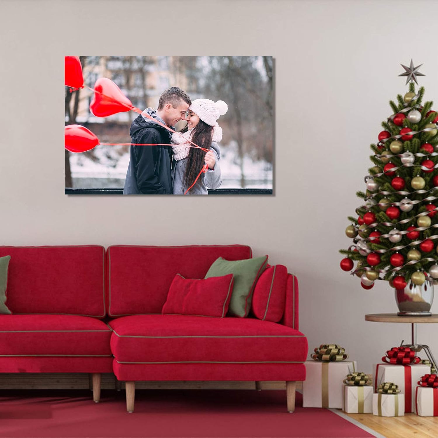 SENEW Custom Canvas Prints with Your Photo, Personalized Pictures Canvas Wall Art for Bedroom, Living Room, Wedding Baby Pet Family Picture Framed Wall Art (24" x 16")