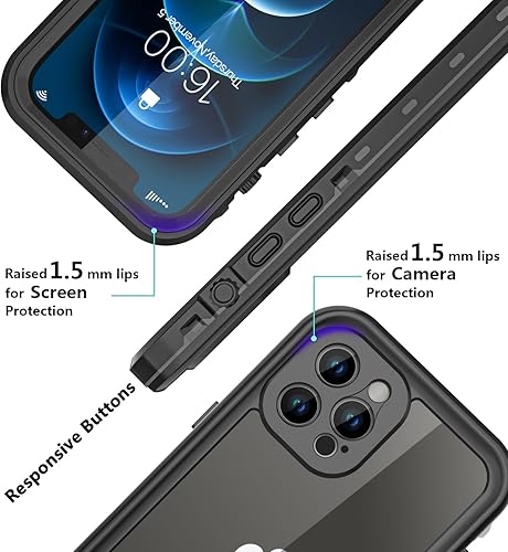 Miniatura 5 de Funda impermeable de 6.7 pulgadas, diseño para iPhone 12 Pro Max, con protector de pantalla y protector de lente de cámara, a prueba de golpes, a