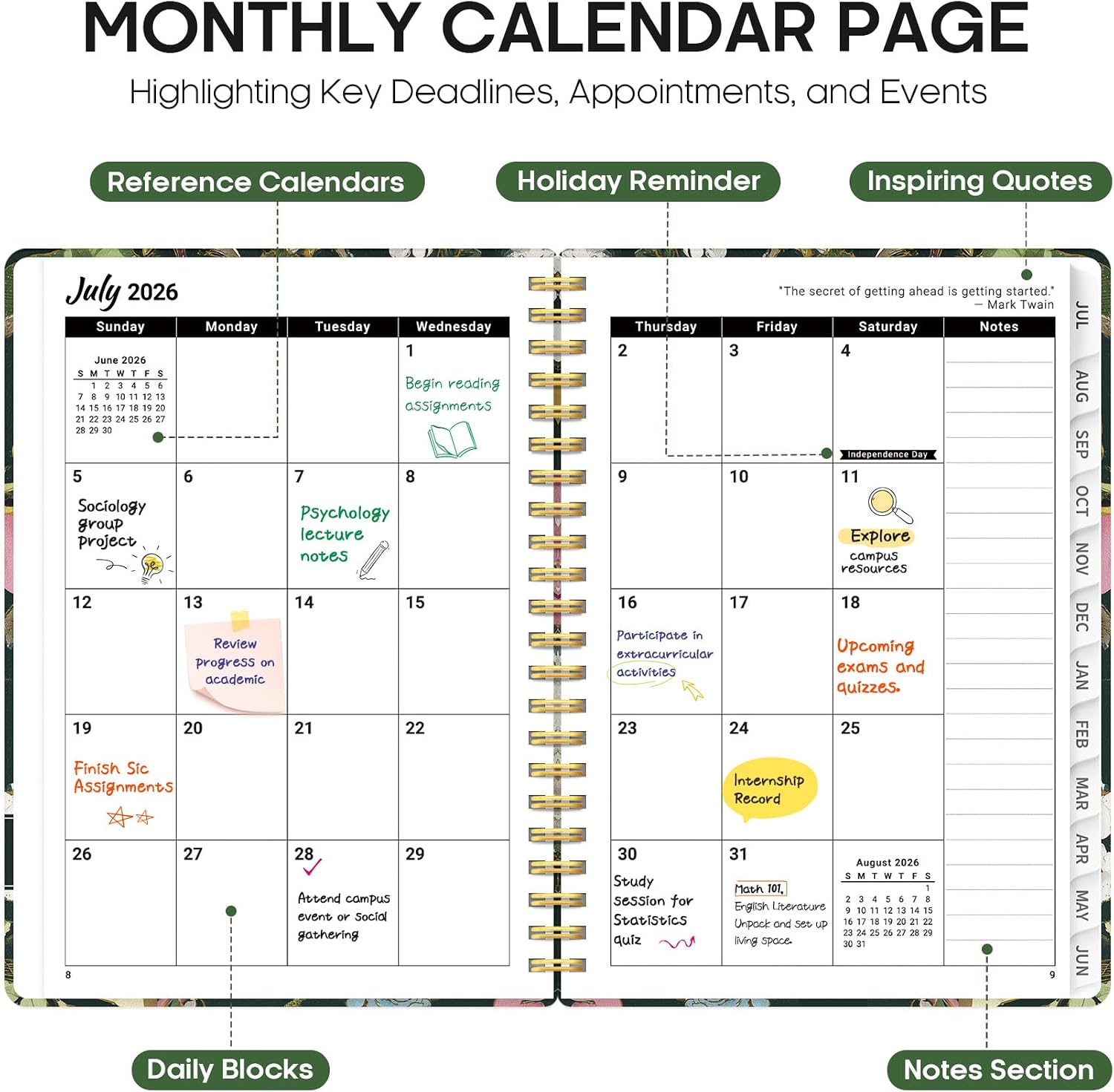 Taja Planner 2026-2027, Jul 2026-Jun 2027 Monthly & Weekly Calendar Planner image 2