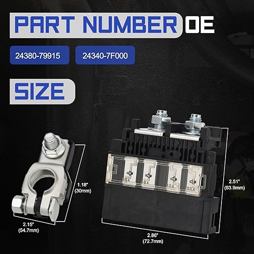 Miniatura 6 de 24380-79915 Portafusibles de Batería Positivo con Conector de Terminal de Batería para Nissan 350Z 370Z Armada Cube GT-R Quest Sentra Titan
