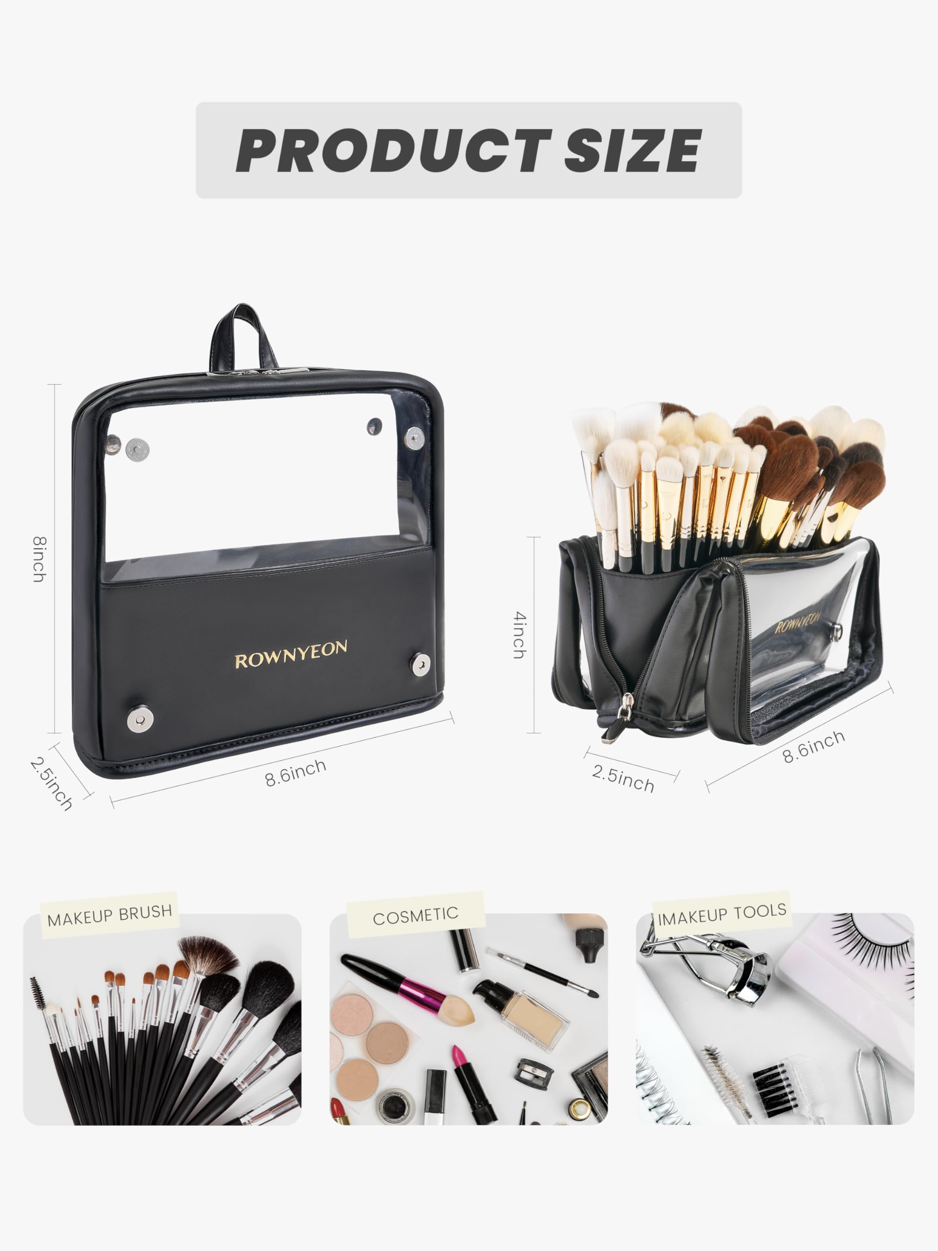 ROWNYEON - Borsa per pennelli da trucco, ad alta capacità, con supporto verticale per pennelli da trucco, borsa da viaggio professionale, organizer per artisti, grande custodia per trucchi con