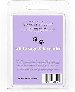 Pet Safe Wax Melts for Dogs | Non Toxic Soy Wax Melts | Natural, Paraffin-Free, Clean Burning | Odor Eliminating Wax Cubes | White Sage & Lavender