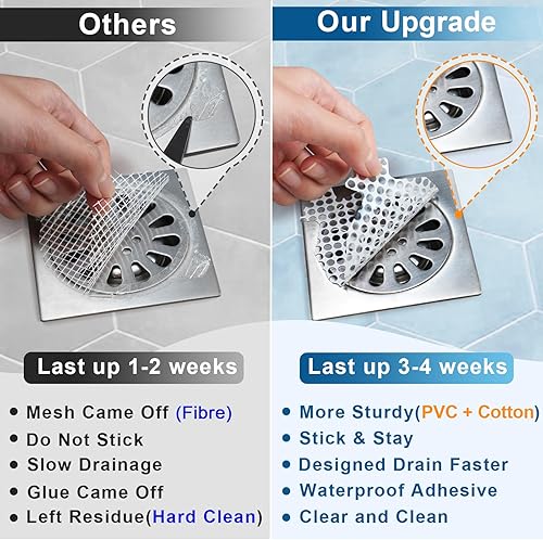 Miniatura 6 de INVIHUG Adhesivos desechables de malla para drenaje de ducha, paquete de 25, atrapa cabello para ducha (blanco, 25)