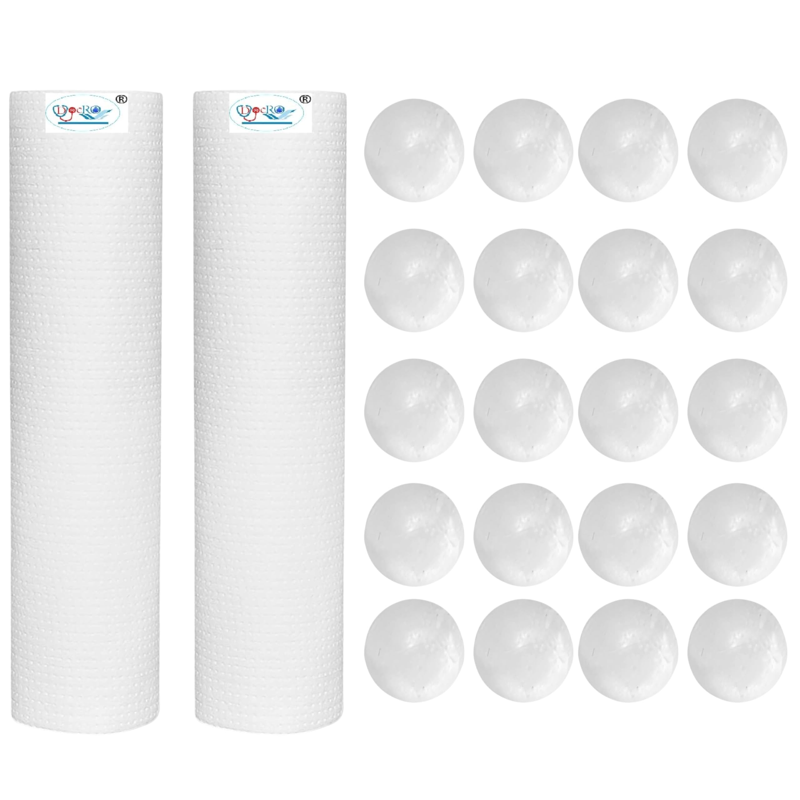 2 pcs PP Spun Filter + 20 pcs Antiscalant Balls for All Types of RO Water purifiers - RO Spun Filter Cartridge Sponge Replacement Water Filter Candle-image-45