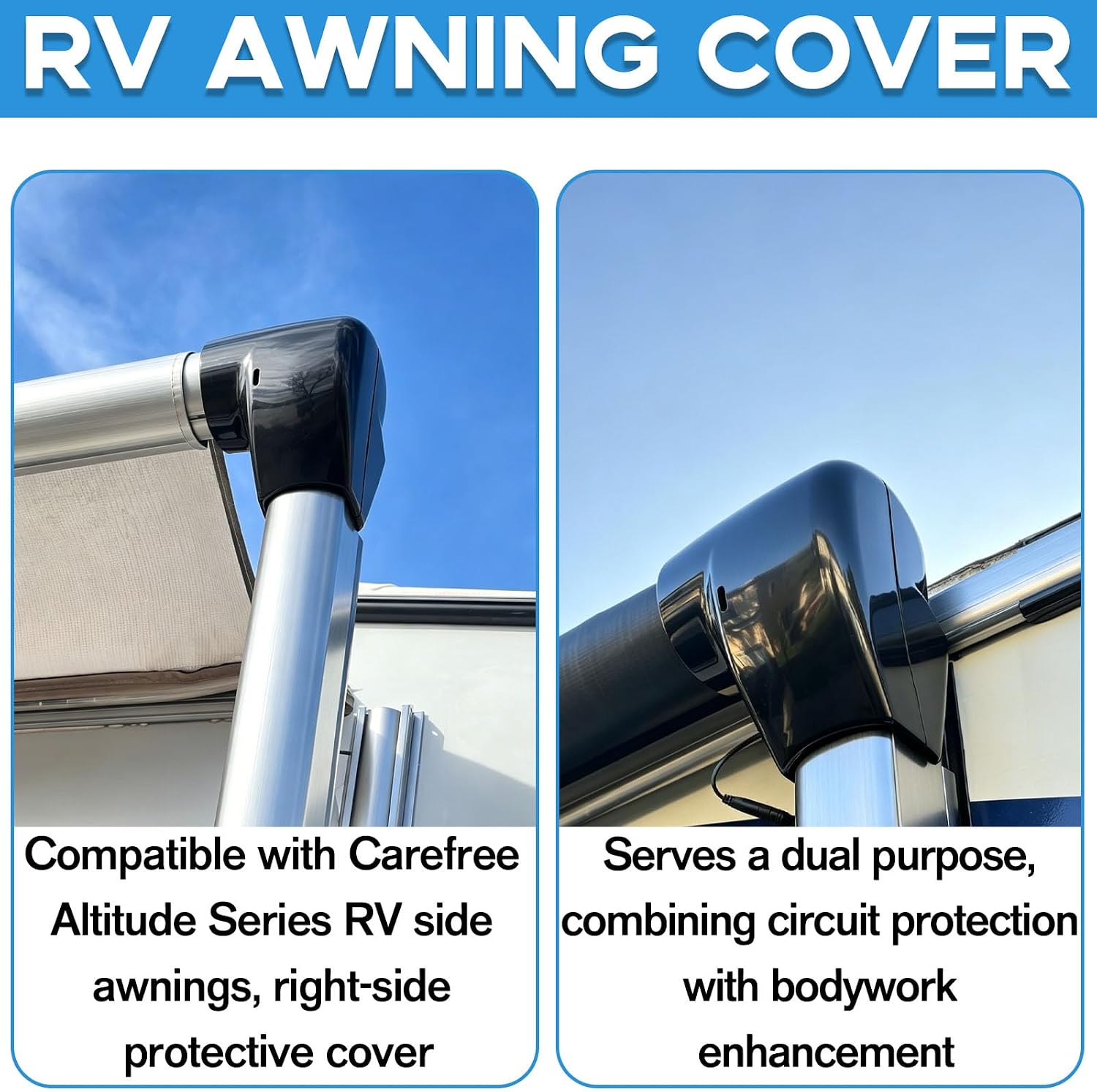 RV Awning Right Arm Motor End Cap R001931006, Motor Cover Compatible with Carefree of Colorado Compass Altitude Electric RV Awning, Black Right Side Awning Arm Replacement Cover