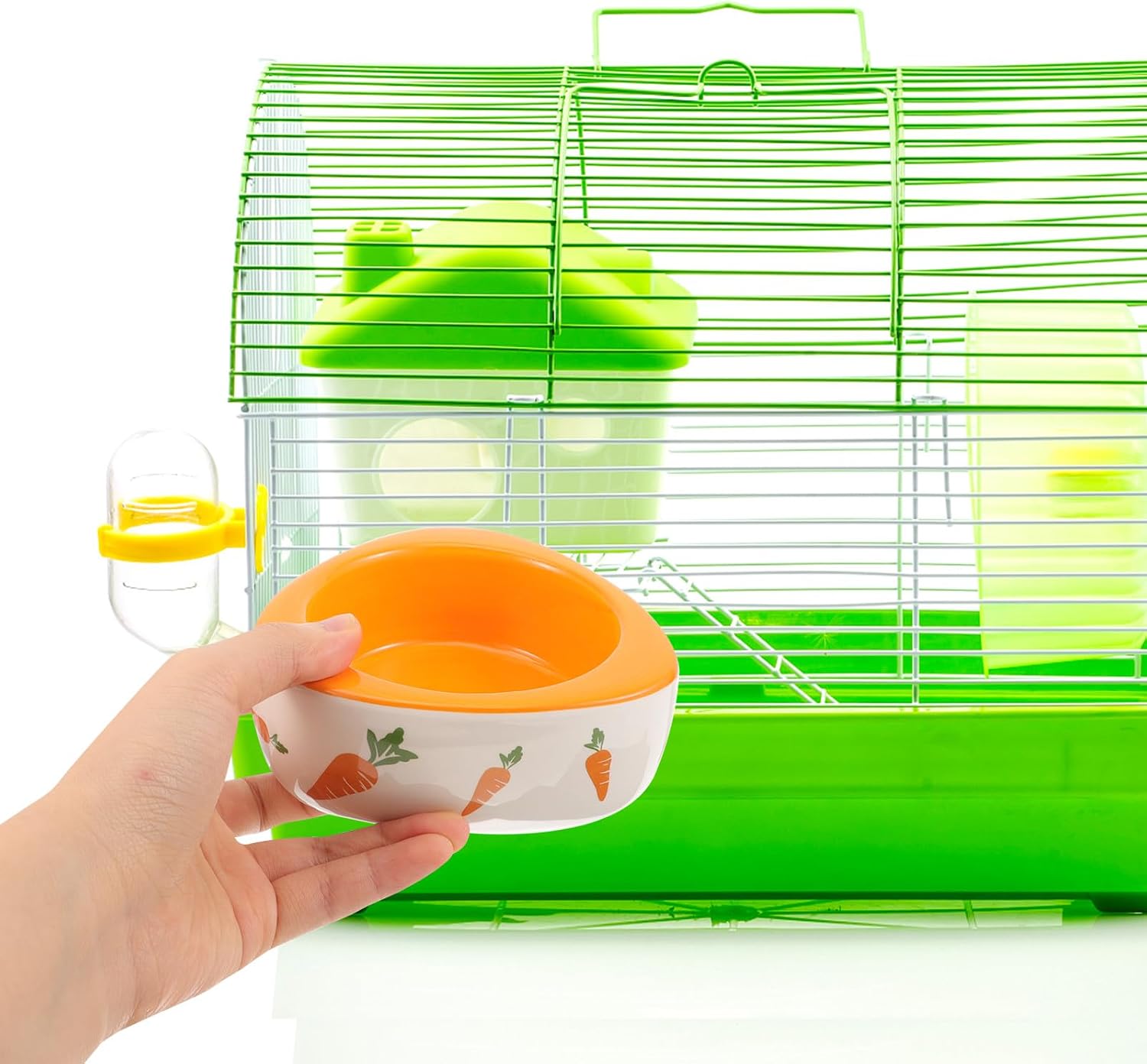 Ceramic Hamster Feeding Bowl and Guinea Pig Food Dish, Non-tip Small Animal Water Feeder, Triangle Pet Bowl for Rabbit, Chinchilla, and Rat Cage Accessories