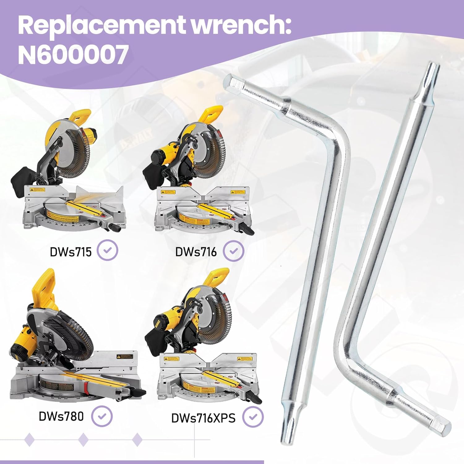 N600007 Miter Saw Wrench Compatible With Dewalt Miter Saw DWS780 DWS780 DWS715 DCS361M1 DCS361B DWS716XPS DWS716 DHS790AT2 DHS790AT2 DHS790T2 DHS790AB DWS713 DWS779 DWS779