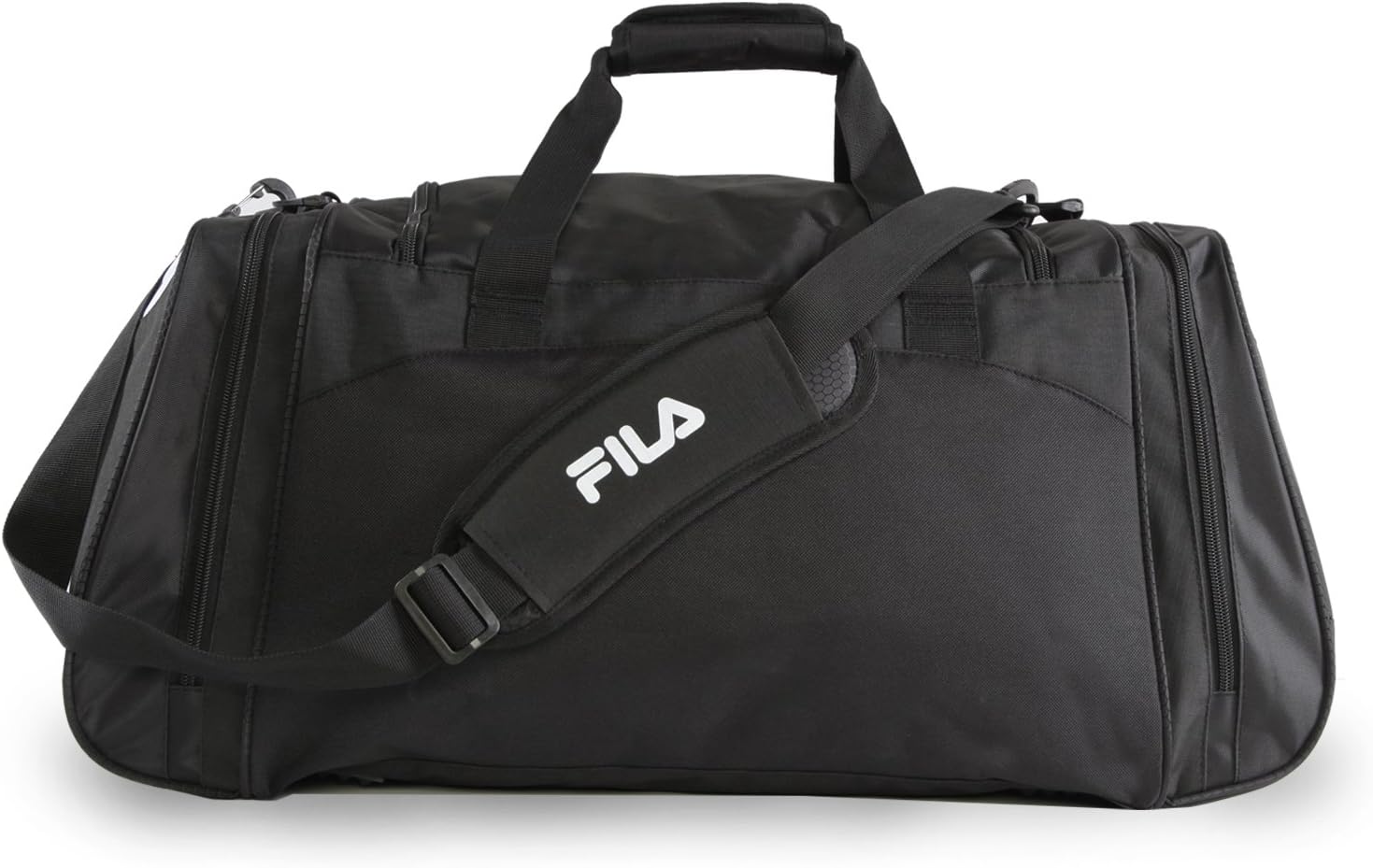  | Fila Acer Large Sport Duffel Bag, Black/White, One Size | Sports Duffels