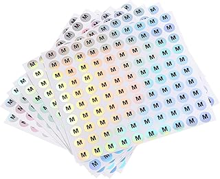 MECCANIXITY Laser Capital Letter Stickers, 5/8" Alphabet M Round Self-Adhesive Reflective Labels, 1500 Count (15 Sheets x 100 Labels Each)