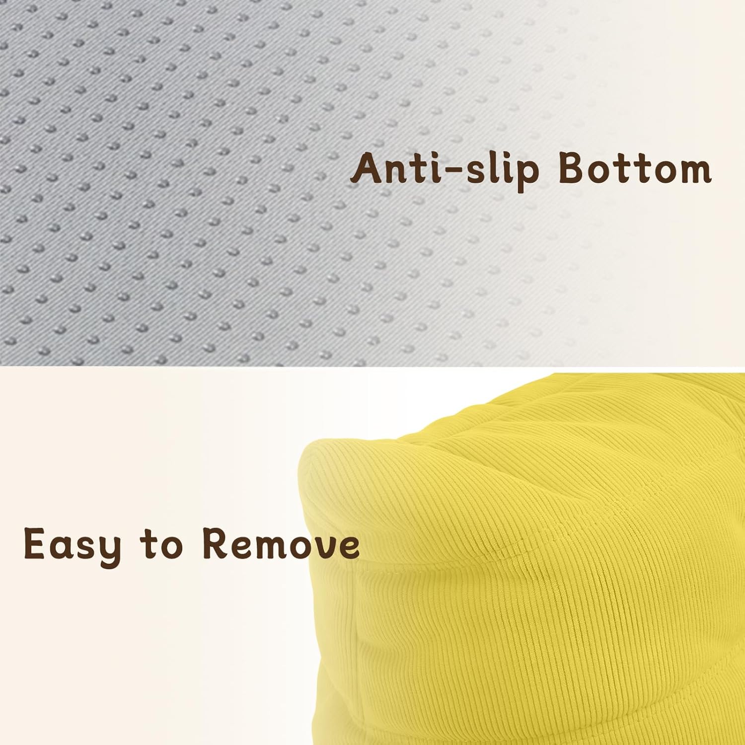 Ergonomic Bean Bag Chair Multi-Functional Recliner Sofa, Full Body Support, Neck, Lumbar, Hip, Leg Comfort (Yellow)