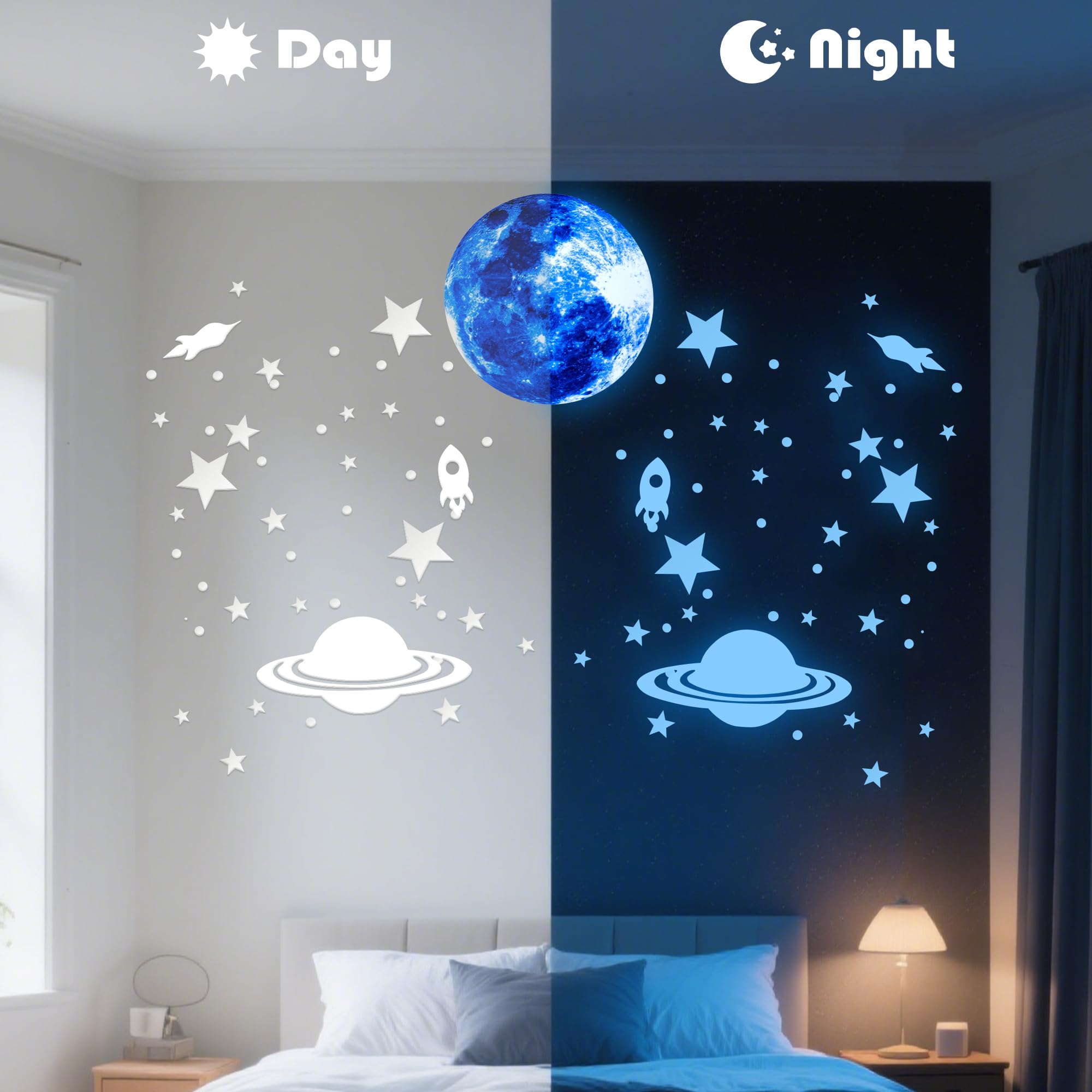 Glow in The Dark Stars for Ceiling Moon Planet Star Stickers for Wall Decor Glow in The Dark Star Stickers and Dots Wall Stickers Decor - Image 4