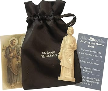Saint Joseph Complete Home Selling Kit USA Made Instructions Holy Card Bag | Catholic House Sellers Statue Set, Traditional Prayer Booklet, Protective Burial Plastic Pockets Pack