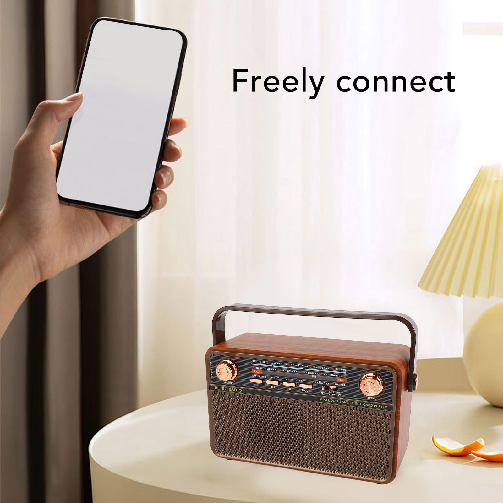 Asixxsix Przenośne Radio, Głośnik Bluetooth 4 w 1 Krystalicznie Czysty Odbiór FM Przenośny, Dłuższy Czas Rozrywki Radio z Długimi Antenami Teleskopowymi do Joggingu (wtyczka UE)