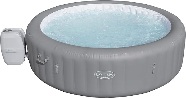 Lay-Z-Spa Grenada 190 AirJet Massage System, Inflatable Hot Tub with Freeze Shield Technology, 6-8 Person, Grey