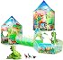 3PC Dinosaur Tent for Girls with Kids Ball Pit, Kids Play Tents and Crawl Tunnel for Toddlers, Pink Pop Up Playhouse Toys for Baby Indoor& Outdoor Tent Games, Birthday Kids Gifts