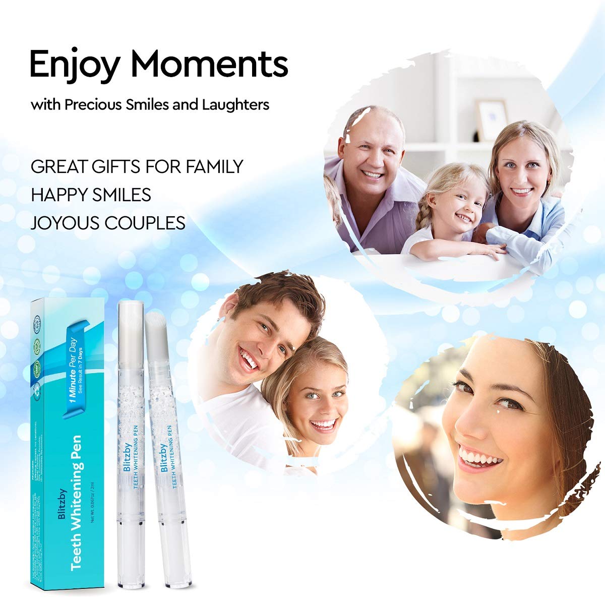 Blitzby Teeth Whitening Pen 2 Pens, 30 Plus Uses Effective, Painless, No Sensitivity, Travel-Friendly, Easy To Use, Beautiful White Smile