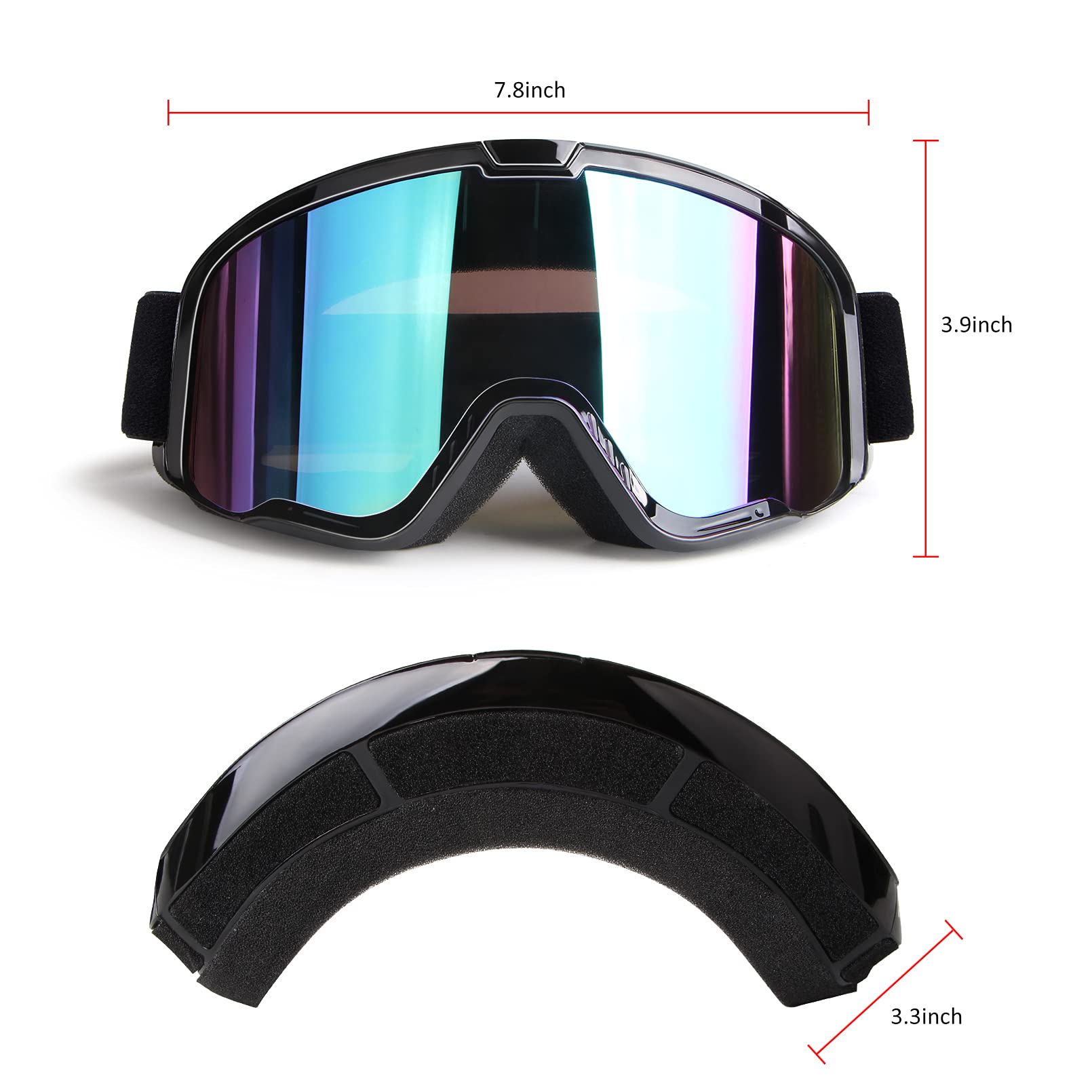 Lunettes de moto ATV pour adultes - Lunettes de motocross - Lunettes de motocross - Lunettes d'équitation - Lunettes de course MX - Lunettes de sport motorisées - Lunettes tout-terrain UV400 -