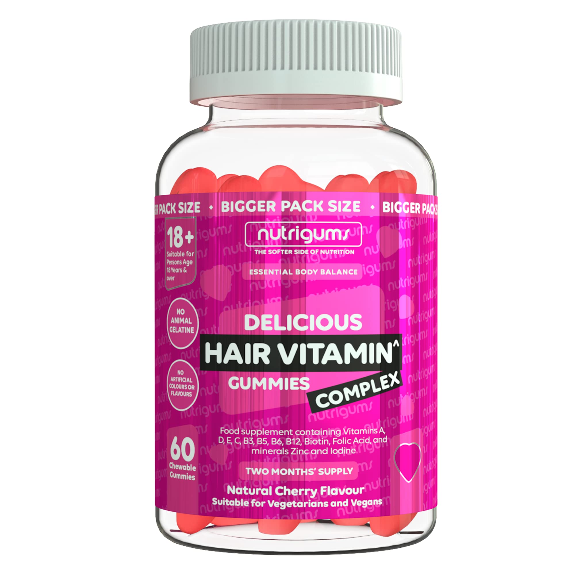 NUTRIGUMS® Hair Vitamin Biotin Complex 60 Vegan Cherry Flavour