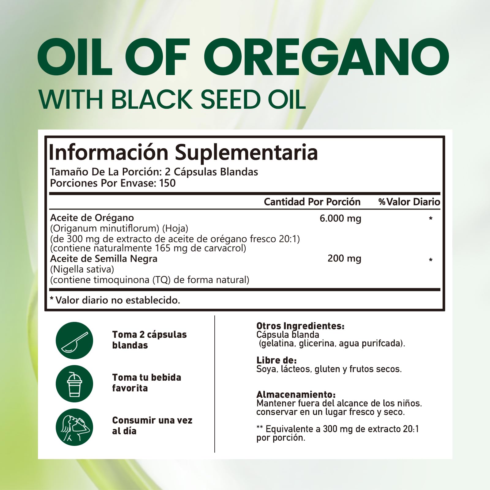 Oil of Oregano with Black Seed Oil 300 Count