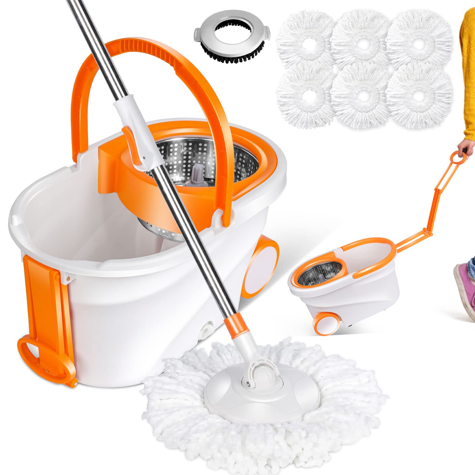 Buy Midyb Spin Mop and Bucket with Wringer Set, Microfiber Mop and