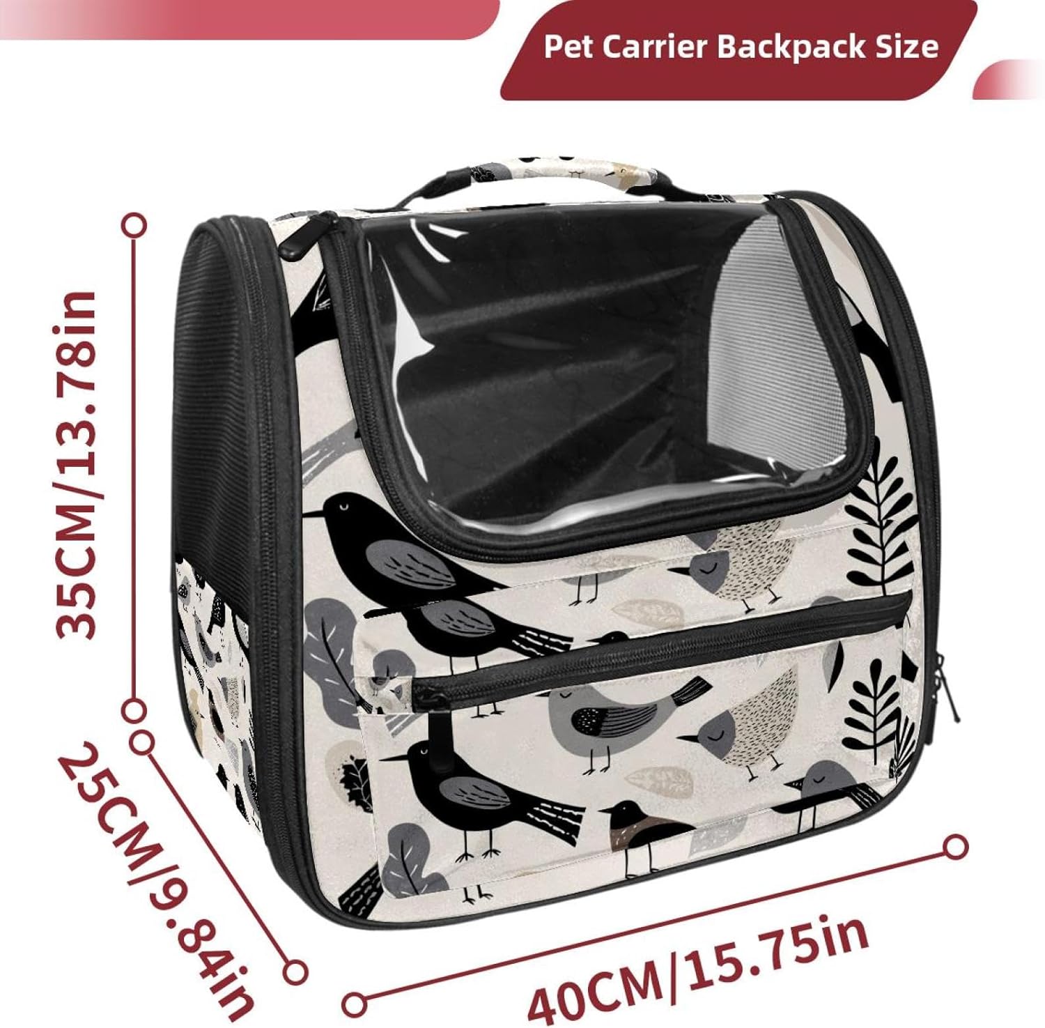 Abstract Birds (1) Pet Carrier Soft Sided Carrier for Small Medium Cats Dogs