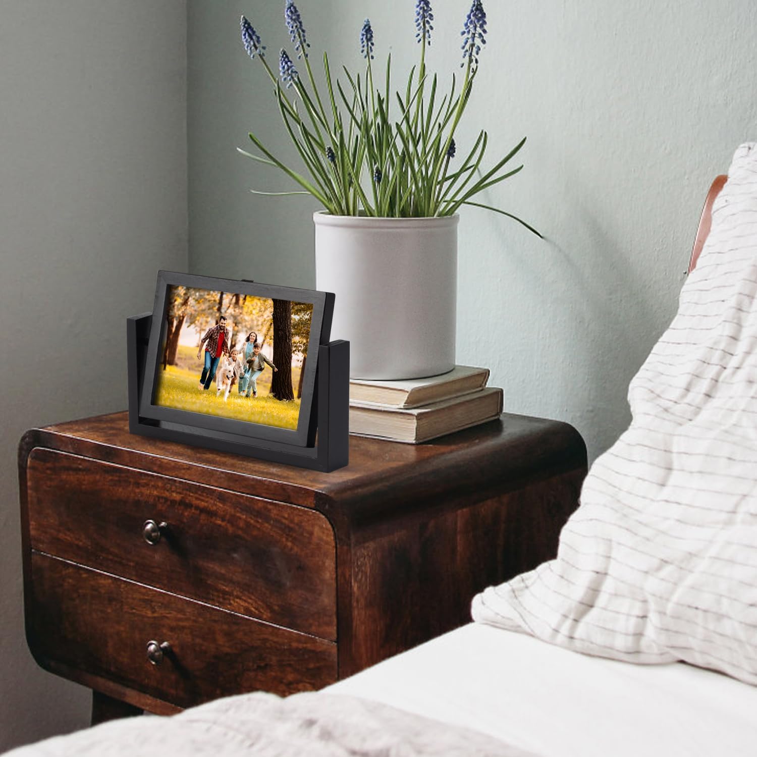 5x7 Picture Frame Black Picture Frame Wooden Photo Frames Acrylic HD Mirror Double Sided Picture Frames Rotatable Standing Desk Photo Frame for Tabletop or Desktop Vertical Display (1PCS/5X7 Inch)