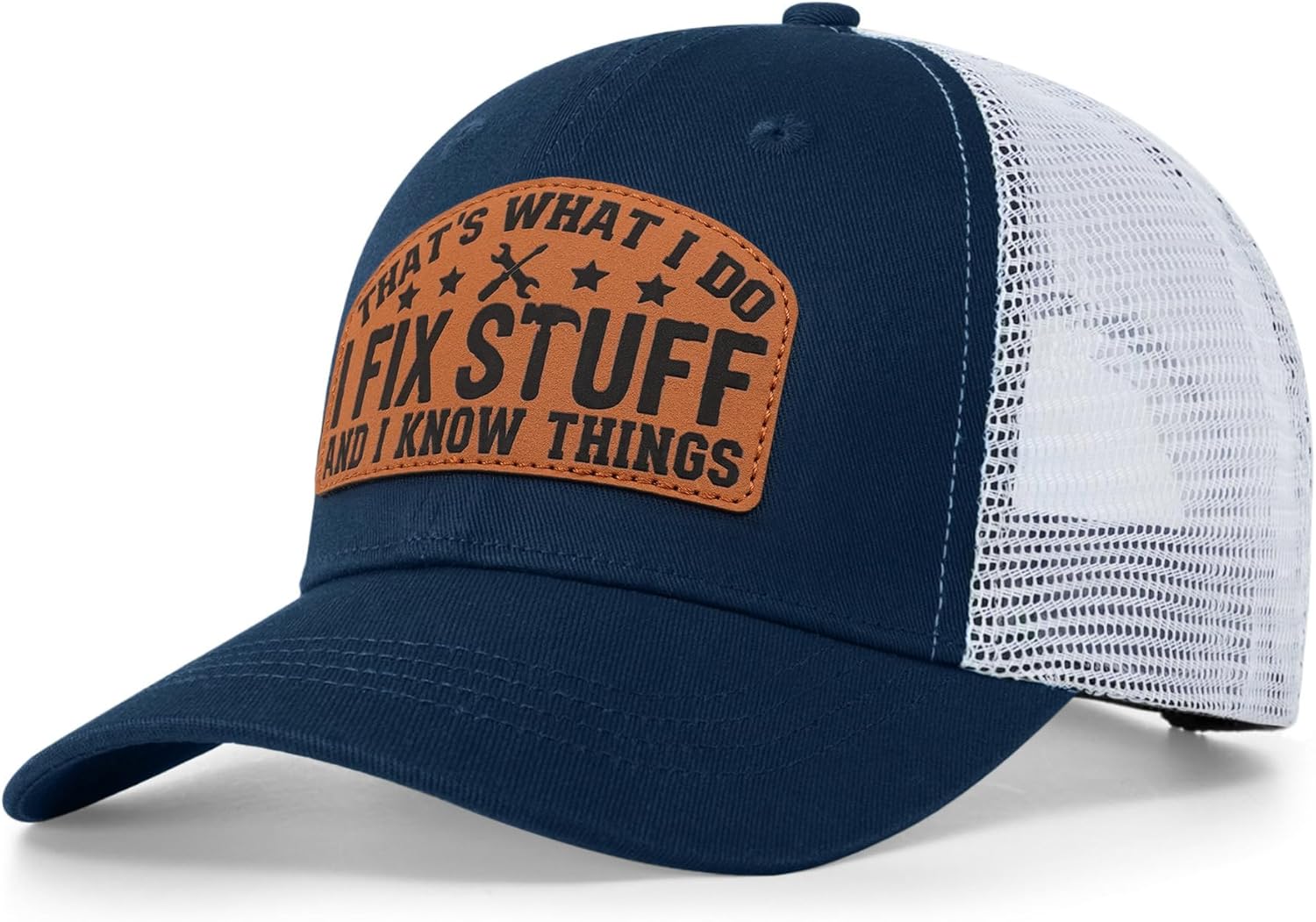 Funny Mens Trucker Hats - I Fix Stuff and Know Things Hat for Men Dad Father Uncle - Adjustable & Breathable Casual Wear - Image 2