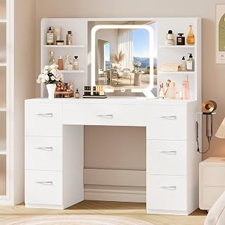 LIVELYGLOW 43 inch Vanity Desk with Charging Station