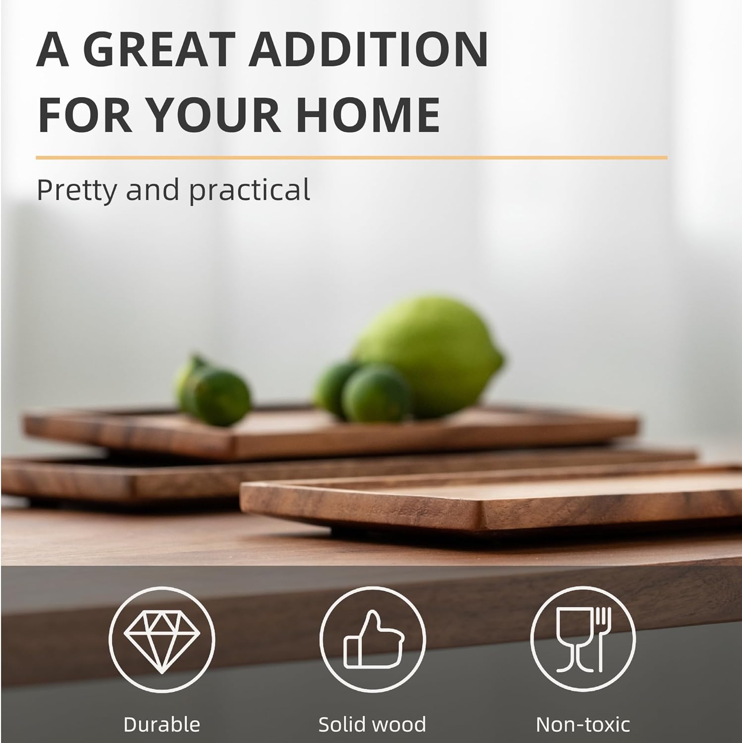 Mini Wooden Serving Platter, Small Wood Serving Tray for Tea/Coffee (Acacia Wood, S) - Image 5