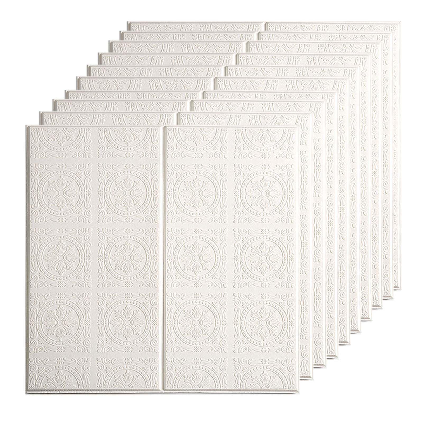 Panneaux muraux 3D 60x60 cm blancs autocollants en mousse PE imperméable