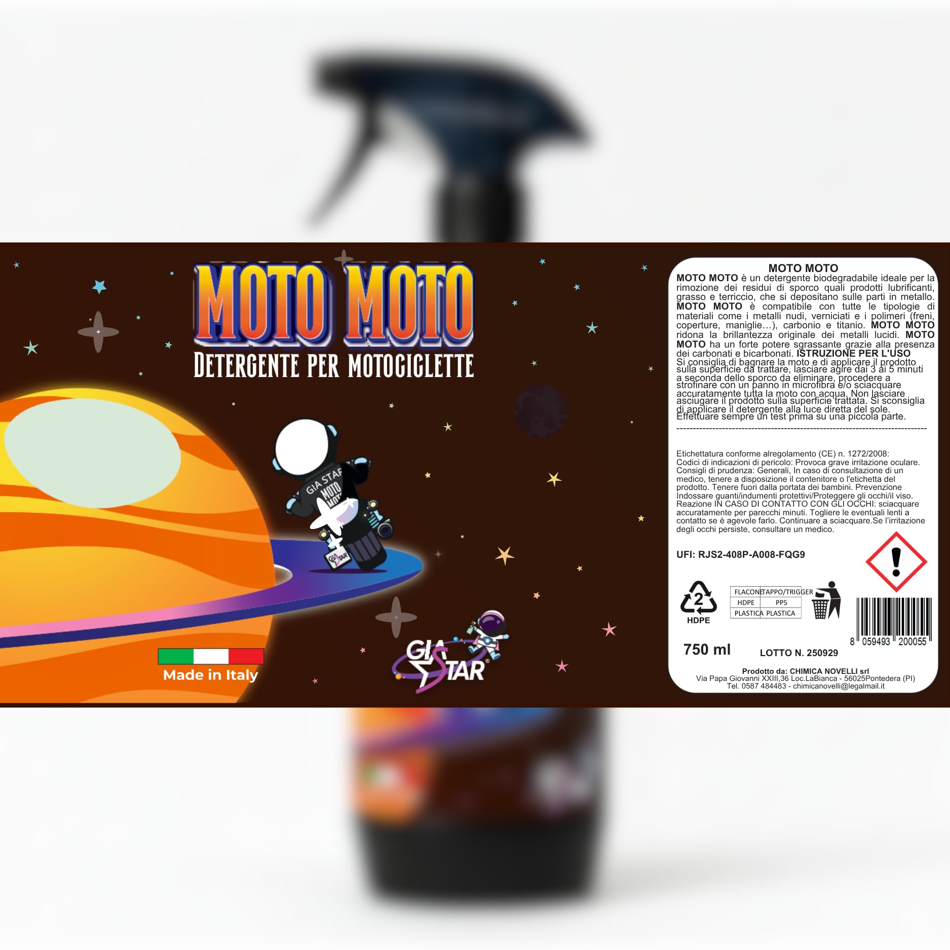 Detergente Pulizia Motocicletta - MOTO-MOTO | Sgrassatore Spray per Trasmissione, Carene e Cerchi | Pulitore Catena