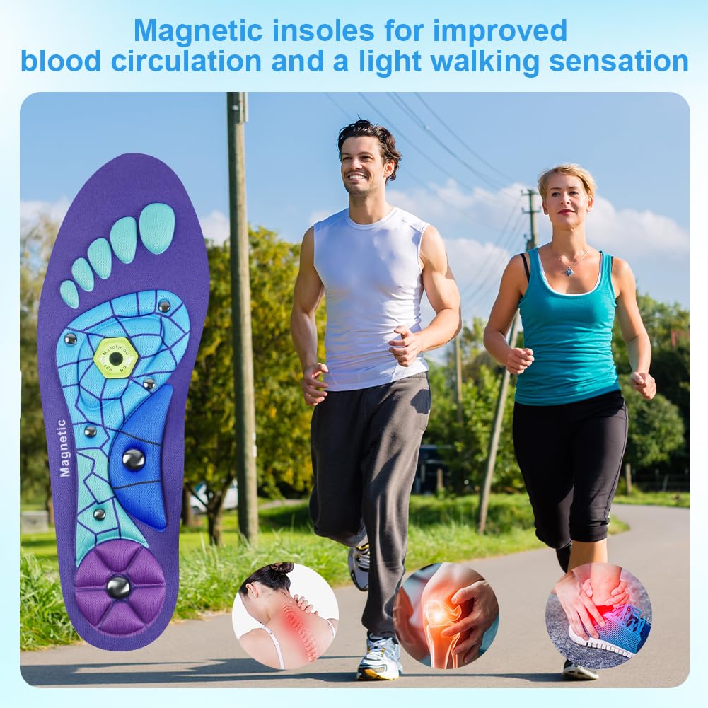 OSDUE Solette Magnetiche,Solette Gel Magnetiche Uomo e Donna,Massaggio Riflessologico per Sollievo Immediato dal Dolore,Piatto Solettes Scarpe Da Lavoro Per Alleviare La Fascite Plantare Solettes