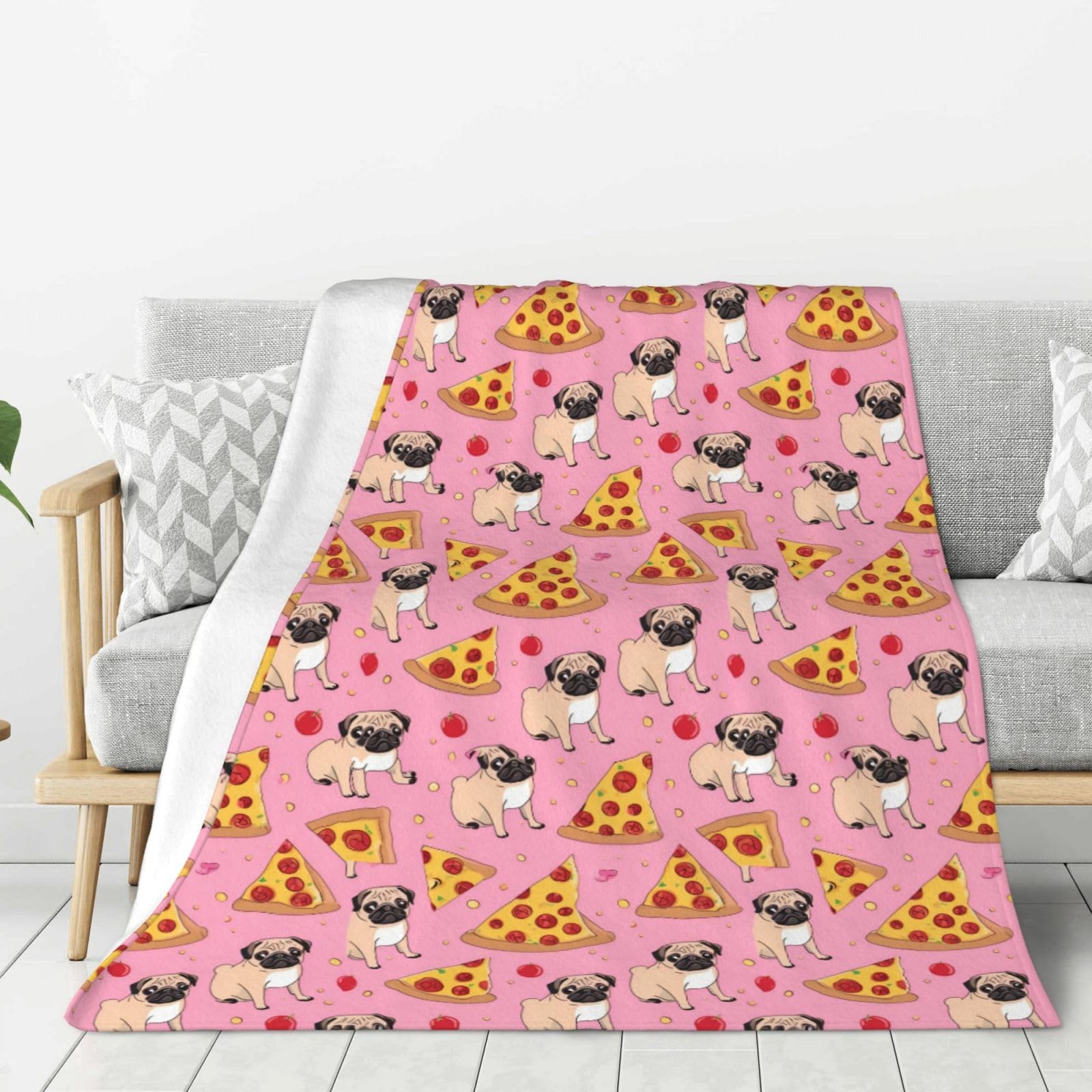 Grande couverture douce épaisse carlin pizza pour un hiver chaud