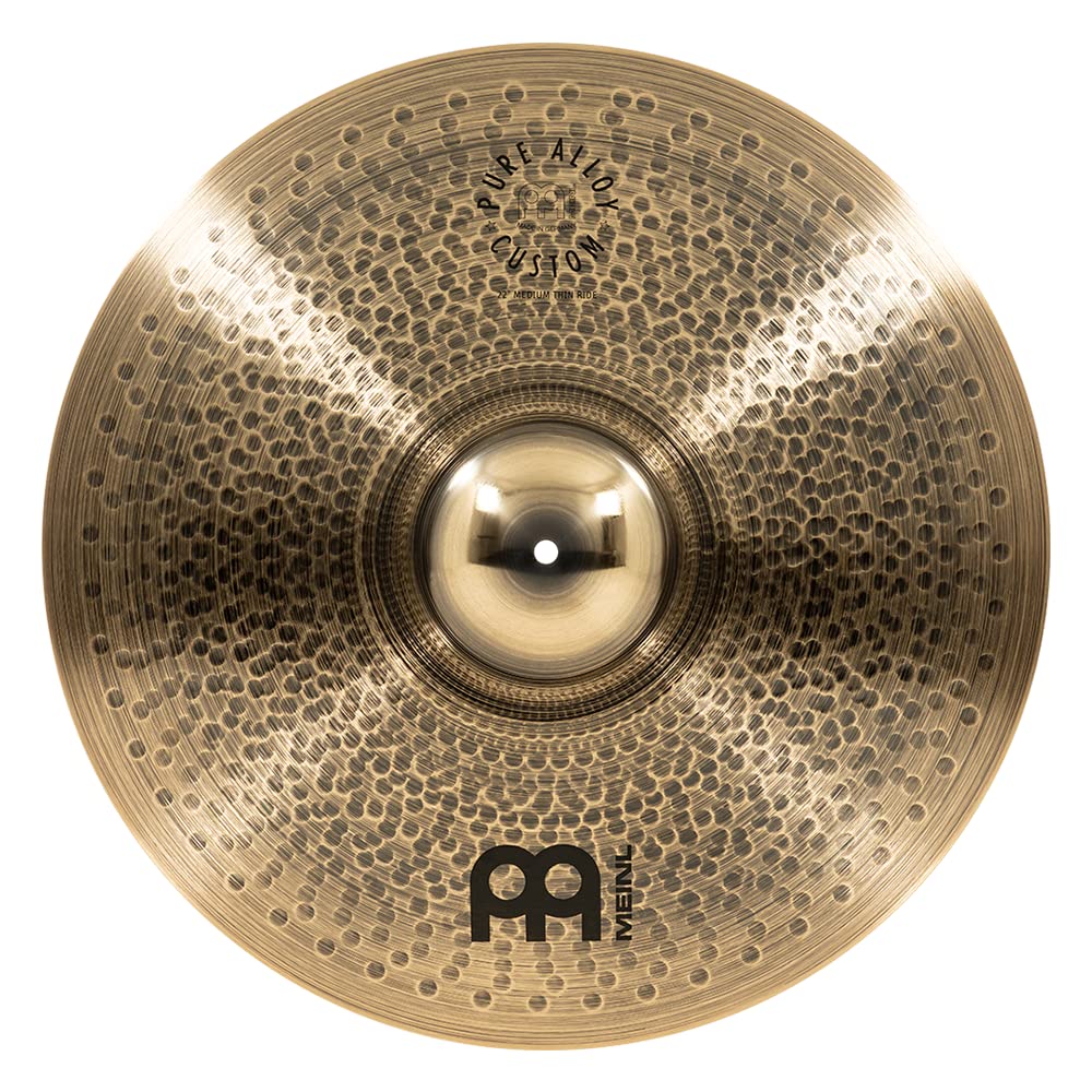 Meinl Cymbals Pure Alloy Custom Ride Medium Thin 22 Zoll (Video) Schlagzeug Becken (55,80cm) Pure Alloy Bronze, Custom Smoked Bronze Finish (PAC22MTR)