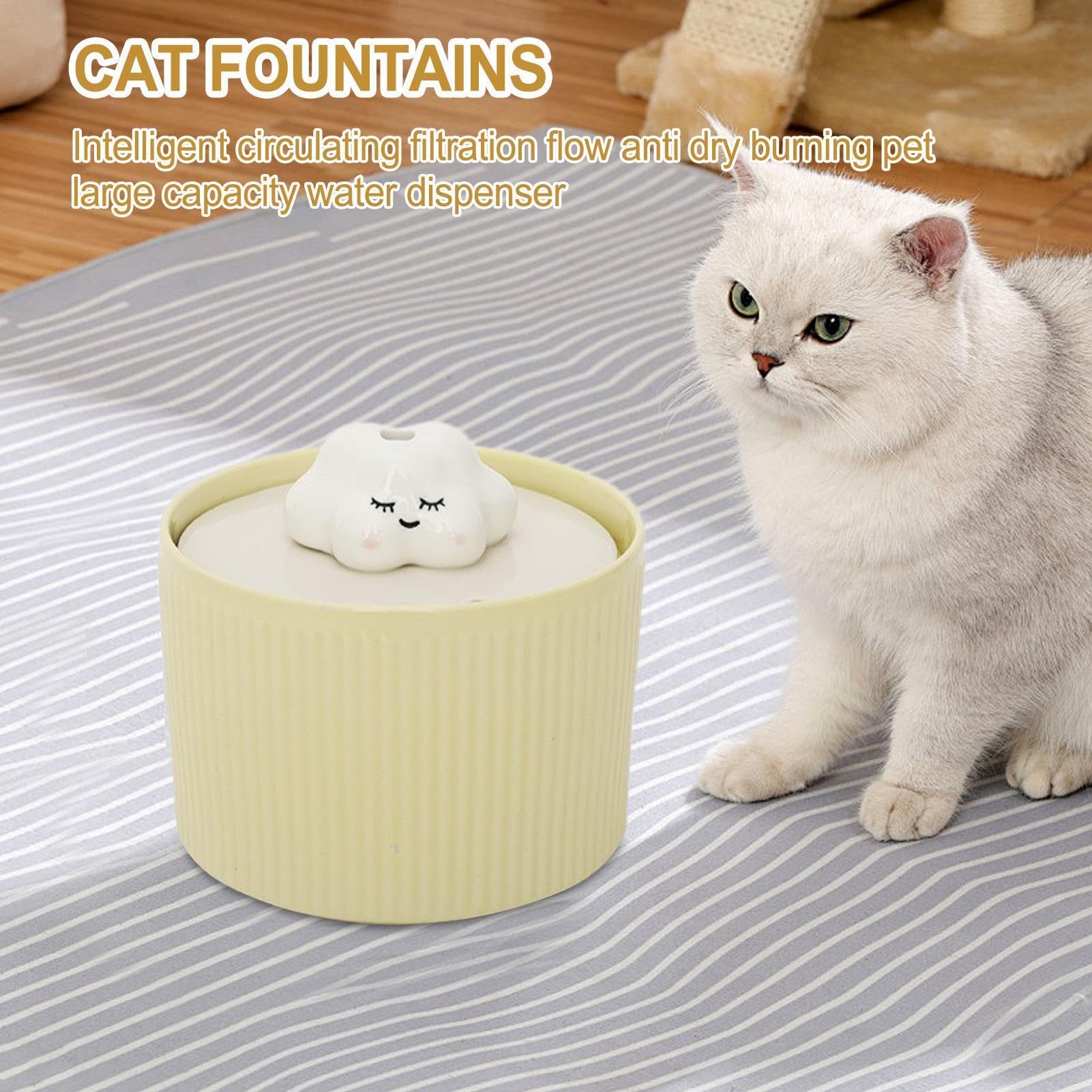 Fuente de Agua de cerámica para Gatos,Fuente de Agua para Mascotas para