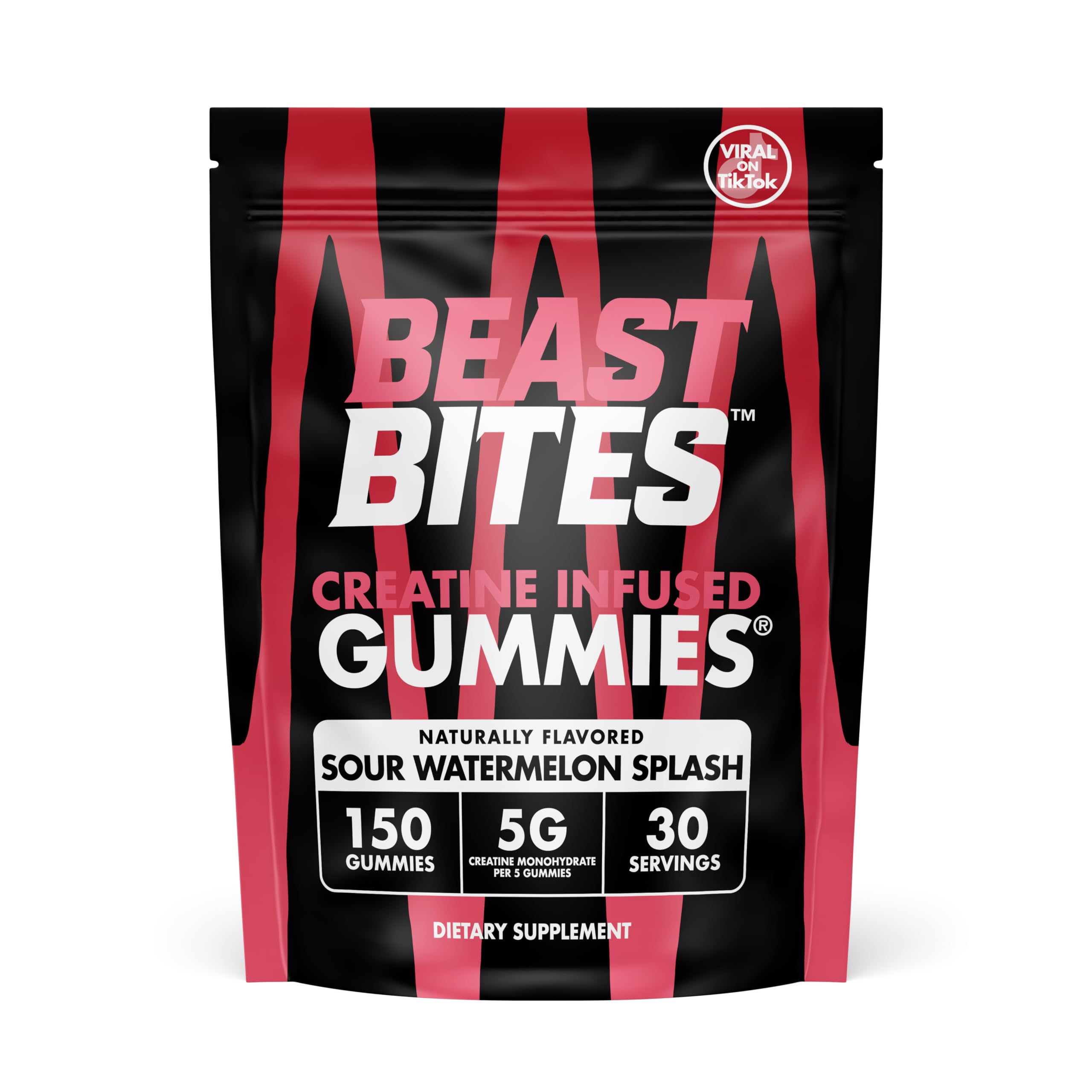 BEAST BITES Creatine Infused Gummies® - 5g Creatine Monohydrate Per Serving (150 Gummies, Sour Watermelon Splash) - 1