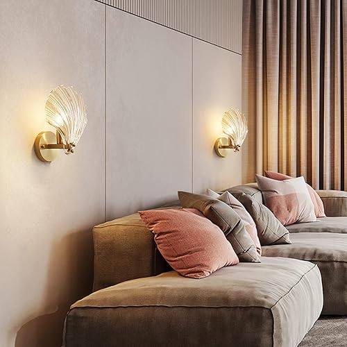 Miniatura 3 de H XD GLOBAL Lámpara de pared con base de cristal y oro, lámpara de pared de cristal para mesita de noche (ámbar)