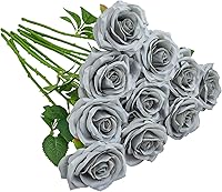 Vista 50 de Rosas Artificiales 10 unidades Ramo de Flores Abiertas Tallos de Rosas Artificiales para Arreglos de Boda, Ramo de Novia, Centro de Mesa, Flores